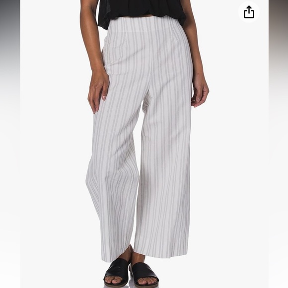 Rebecca Taylor Stripe Crop Pant 8 Wide Leg Linen NWOT - Picture 1 of 13